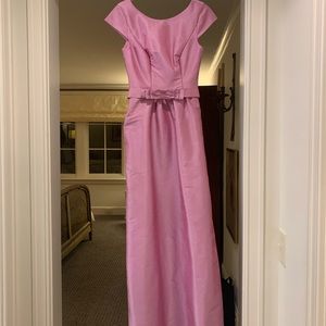 Alfred Sung cap sleeve “rosebud” floor-length gowns